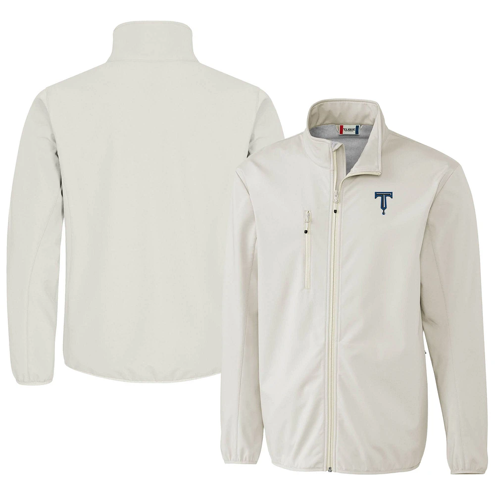 Men's Cutter & Buck Gray Tulsa Drillers Clique Trail Eco Stretch Softshell Full-Zip Jacket