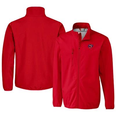 Men's Cutter & Buck Red Jacksonville Jumbo Shrimp Clique Trail Eco Stretch Softshell Full-Zip Jacket