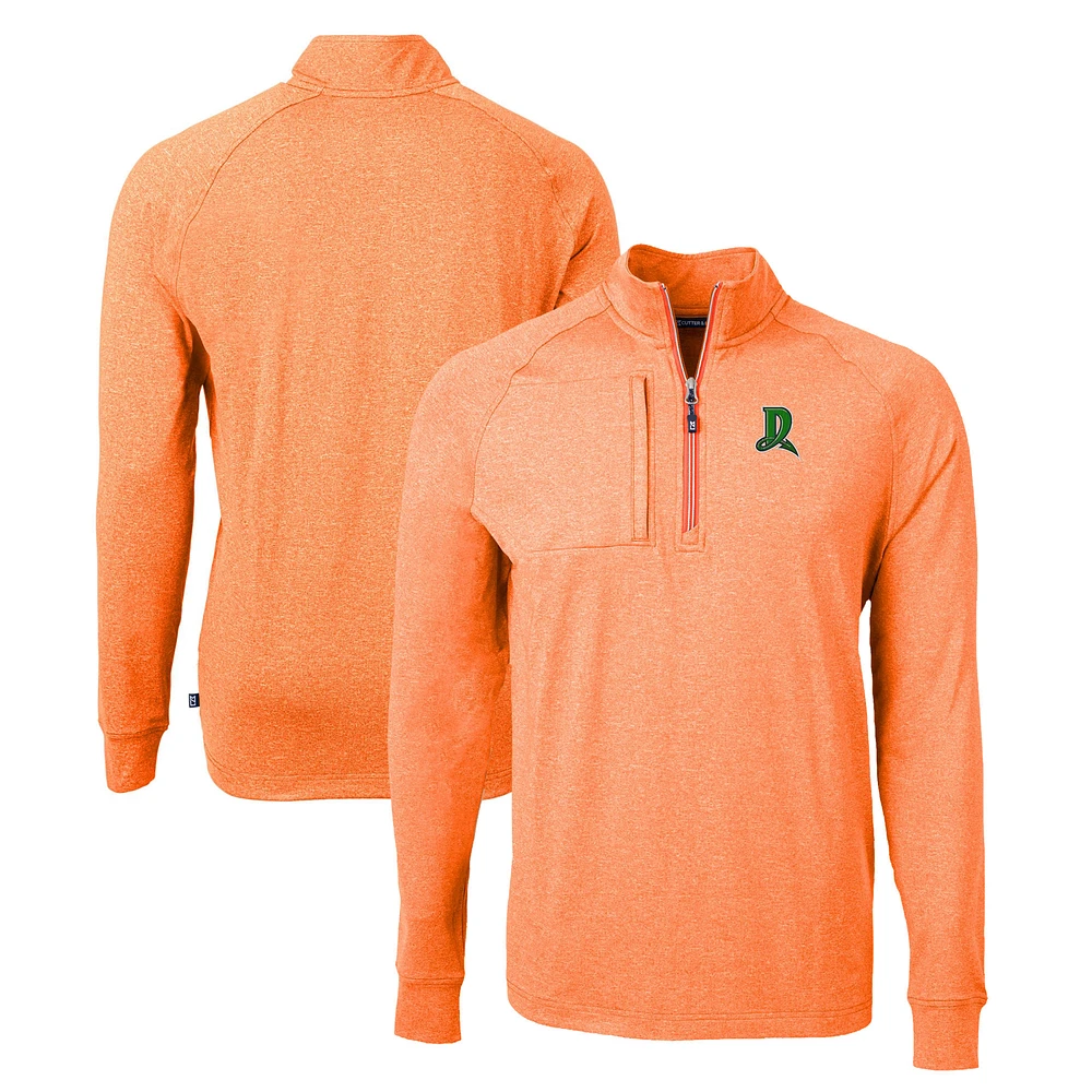 Men's Cutter & Buck Heather Dayton Dragons Adapt Eco Knit Recycled Quarter-Zip Pullover