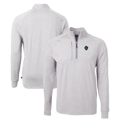 Men's Cutter & Buck Heather Gray Hillsboro Hops Adapt Eco Knit Recycled Quarter-Zip Pullover