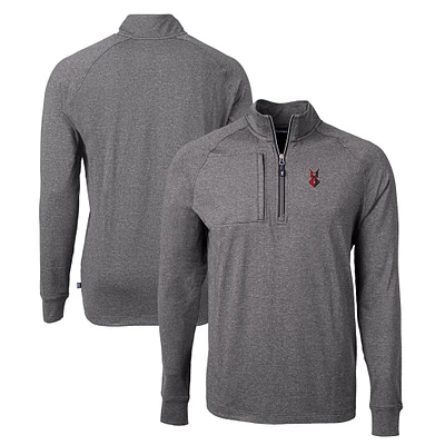 Men's Cutter & Buck Heather Indianapolis Indians Adapt Eco Knit Recycled Quarter-Zip Pullover