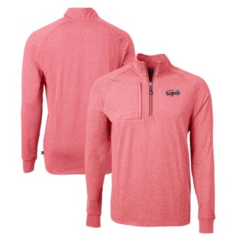 Men's Cutter & Buck Heather Lansing Lugnuts Adapt Eco Knit Recycled Quarter-Zip Pullover