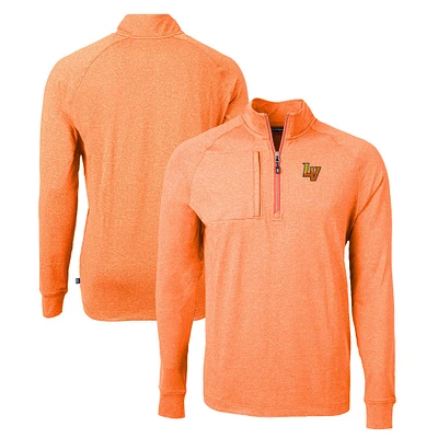 Men's Cutter & Buck Heather Las Vegas Aviators Adapt Eco Knit Recycled Quarter-Zip Pullover