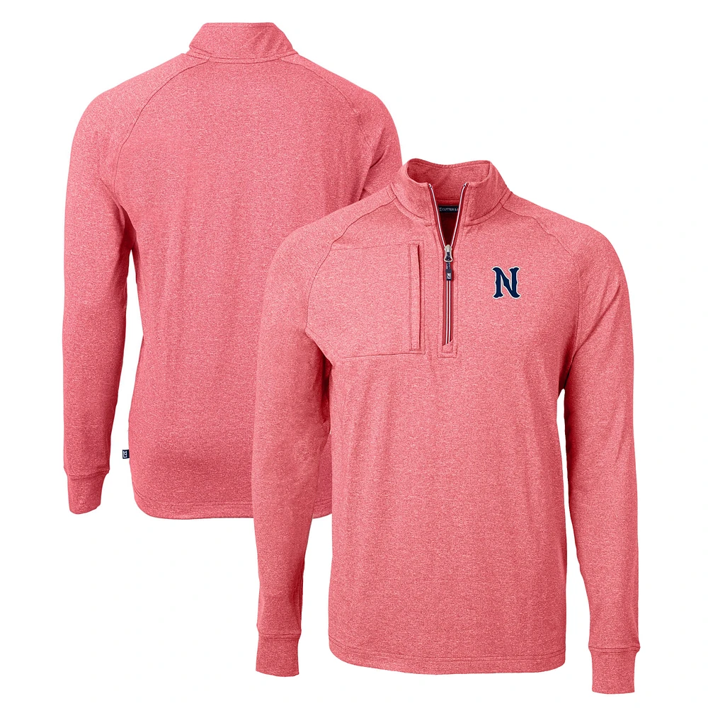 Men's Cutter & Buck Heather Nashville Sounds Adapt Eco Knit Recycled Quarter-Zip Pullover