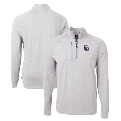 Men's Cutter & Buck Heather New Hampshire Fisher Cats Adapt Eco Knit Recycled Quarter-Zip Pullover