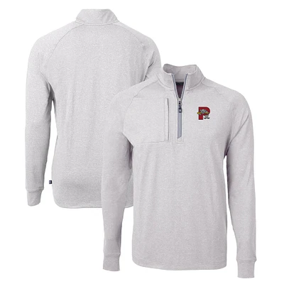 Men's Cutter & Buck Heather Gray Portland Sea Dogs Adapt Eco Knit Recycled Quarter-Zip Pullover