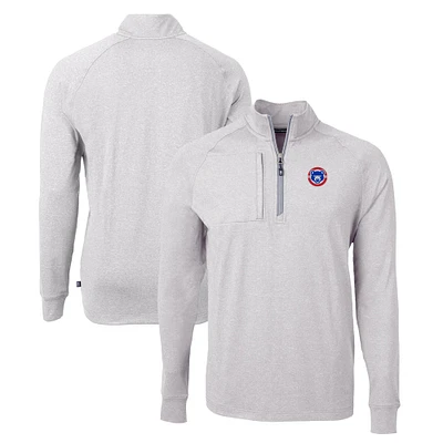 Men's Cutter & Buck Heather Gray South Bend Cubs Adapt Eco Knit Recycled Quarter-Zip Pullover