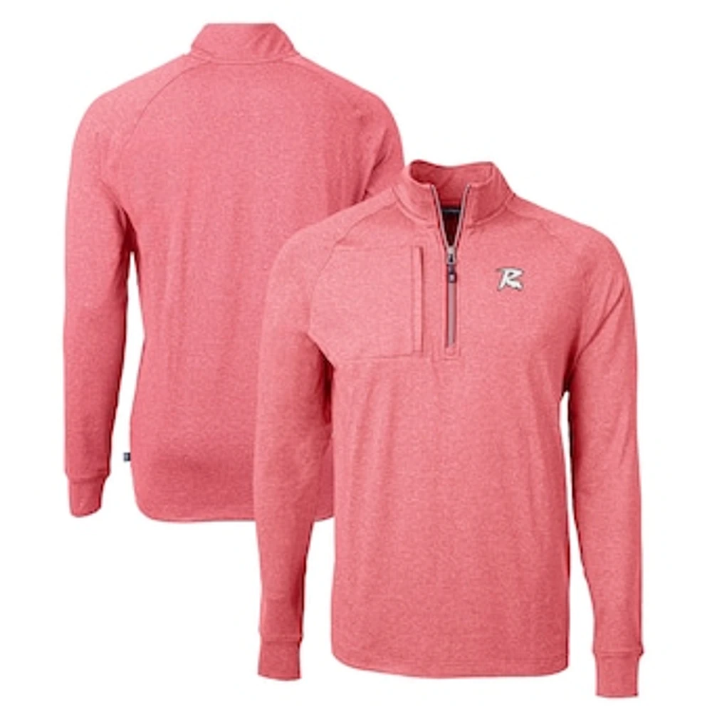 Men's Cutter & Buck Heather Richmond Flying Squirrels Adapt Eco Knit Recycled Quarter-Zip Pullover