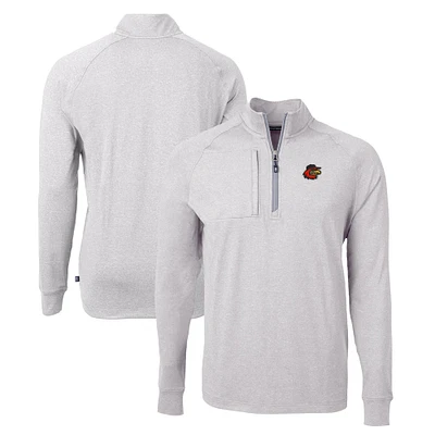 Men's Cutter & Buck Heather Rochester Red Wings Adapt Eco Knit Recycled Quarter-Zip Pullover