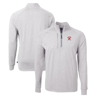 Men's Cutter & Buck Heather Gray Tacoma Rainiers Adapt Eco Knit Recycled Quarter-Zip Pullover
