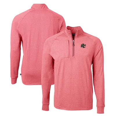 Men's Cutter & Buck Heather Sacramento River Cats Adapt Eco Knit Recycled Quarter-Zip Pullover