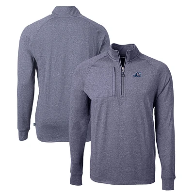 Men's Cutter & Buck Heather Navy West Michigan Whitecaps Adapt Eco Knit Recycled Quarter-Zip Pullover