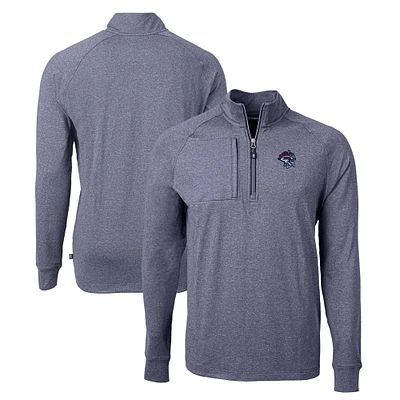 Men's Cutter & Buck Heather Navy Binghamton Rumble Ponies Adapt Eco Knit Recycled Quarter-Zip Pullover