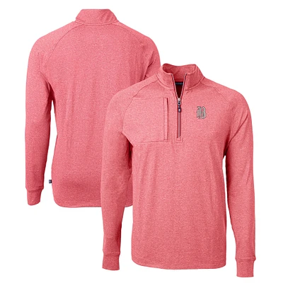 Men's Cutter & Buck Heather Birmingham Barons Adapt Eco Knit Recycled Quarter-Zip Pullover