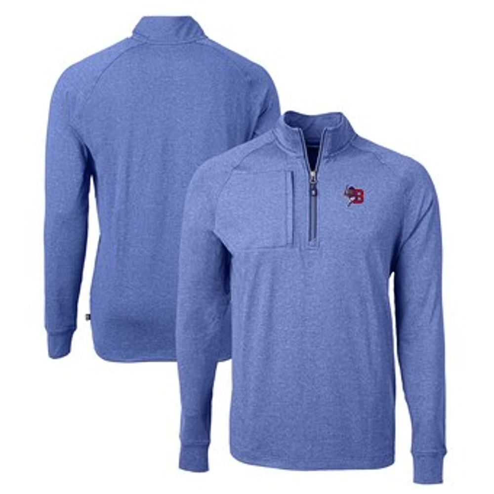 Men's Cutter & Buck Heather Buffalo Bisons Adapt Eco Knit Recycled Quarter-Zip Pullover