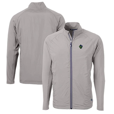 Men's Cutter & Buck Gray Hillsboro Hops Adapt Eco Knit Hybrid Recycled Full-Zip Jacket