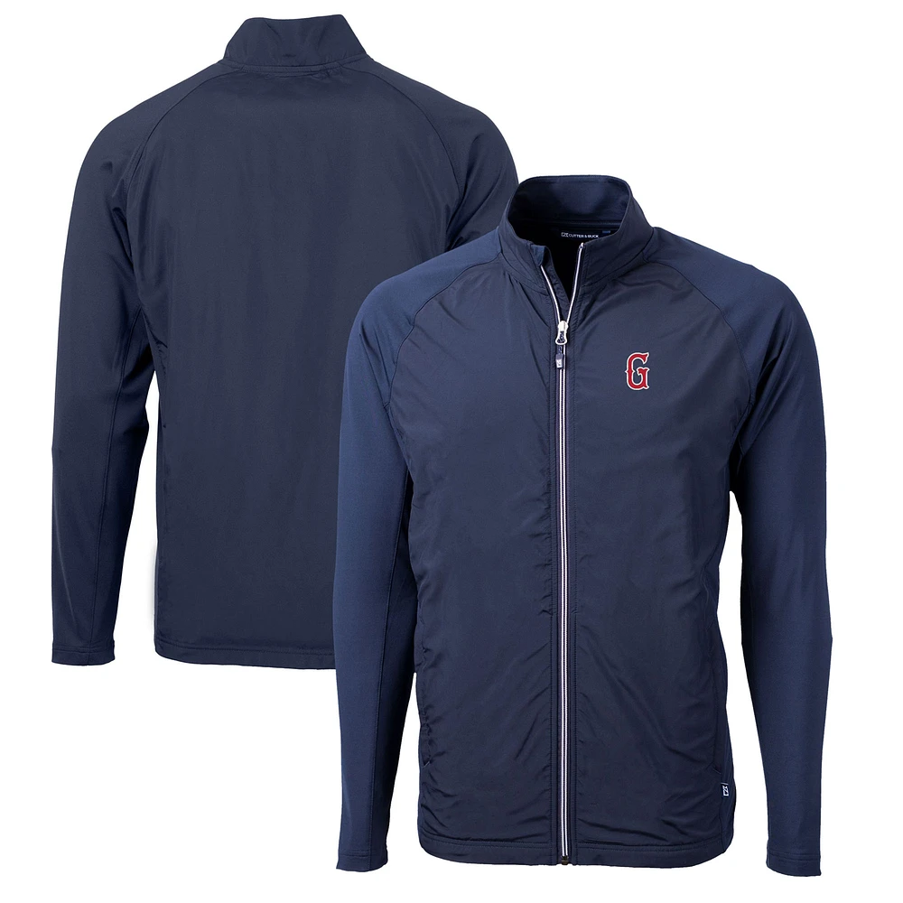 Men's Cutter & Buck Navy Greenville Drive Adapt Eco Knit Hybrid Recycled Full-Zip Jacket