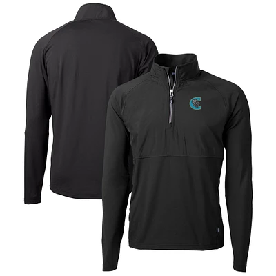 Men's Cutter & Buck Charlotte Knights Adapt Eco Knit Hybrid Recycled Quarter-Zip Top