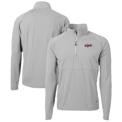 Men's Cutter & Buck Gray Lansing Lugnuts Adapt Eco Knit Hybrid Recycled Quarter-Zip Top