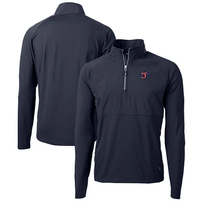 Men's Cutter & Buck Navy Jacksonville Jumbo Shrimp Adapt Eco Knit Hybrid Recycled Quarter-Zip Top