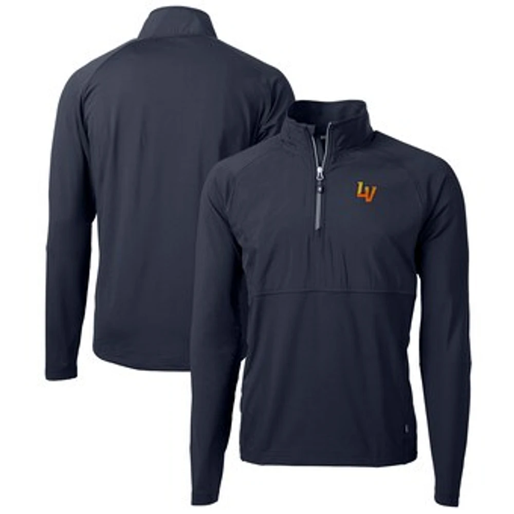 Men's Cutter & Buck Navy Las Vegas Aviators Adapt Eco Knit Hybrid Recycled Quarter-Zip Top