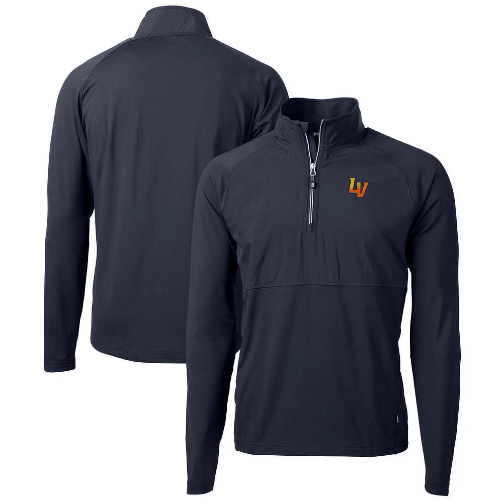 Men's Cutter & Buck Navy Las Vegas Aviators Adapt Eco Knit Hybrid Recycled Quarter-Zip Top