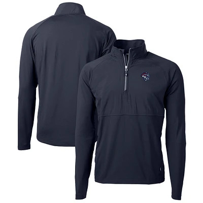 Men's Cutter & Buck Navy Binghamton Rumble Ponies Adapt Eco Knit Hybrid Recycled Quarter-Zip Top