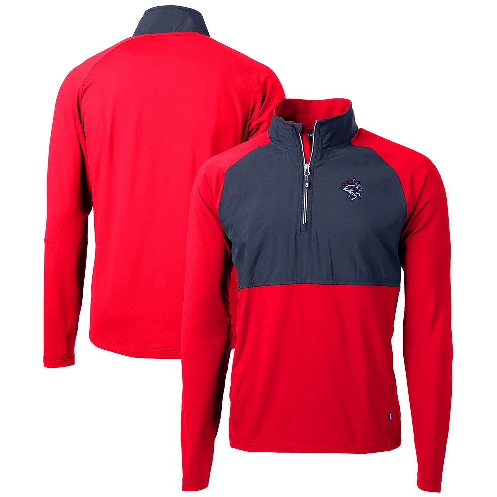 Men's Cutter & Buck Binghamton Rumble Ponies Adapt Eco Knit Hybrid Recycled Quarter-Zip Top