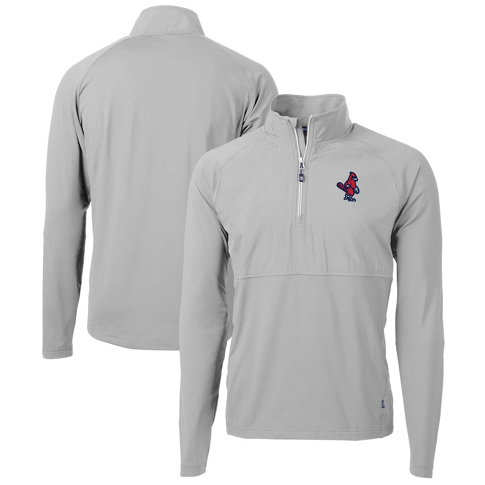 Men's Cutter & Buck Memphis Redbirds Adapt Eco Knit Hybrid Recycled Quarter-Zip Top