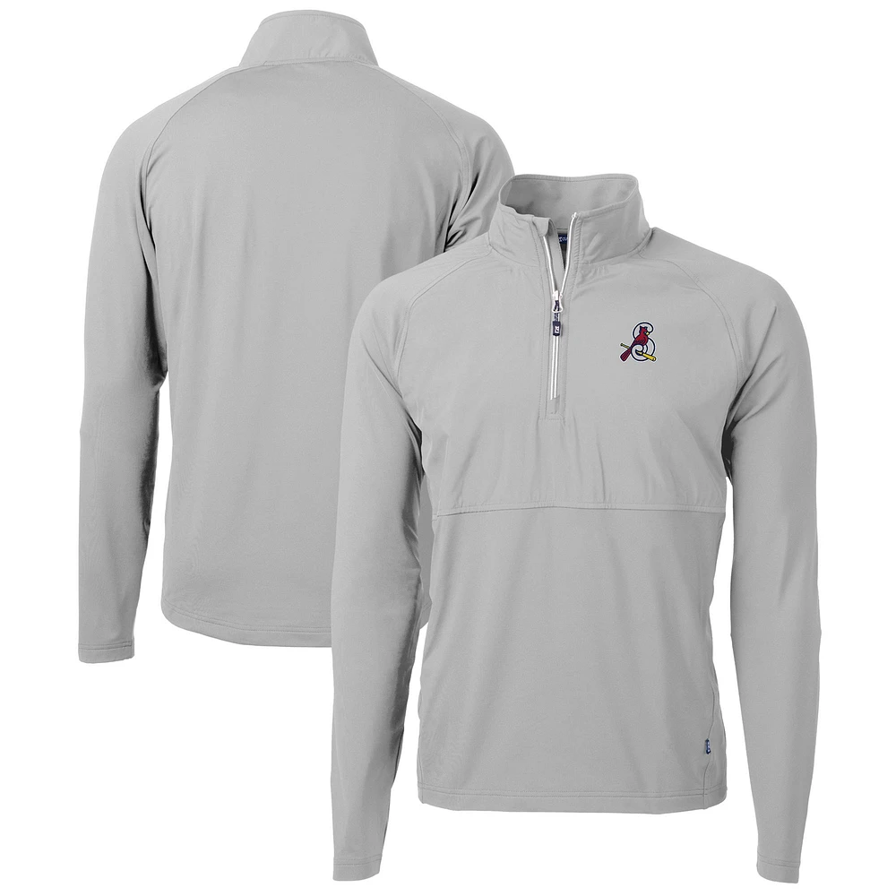 Men's Cutter & Buck Gray Springfield Cardinals Adapt Eco Knit Hybrid Recycled Quarter-Zip Top