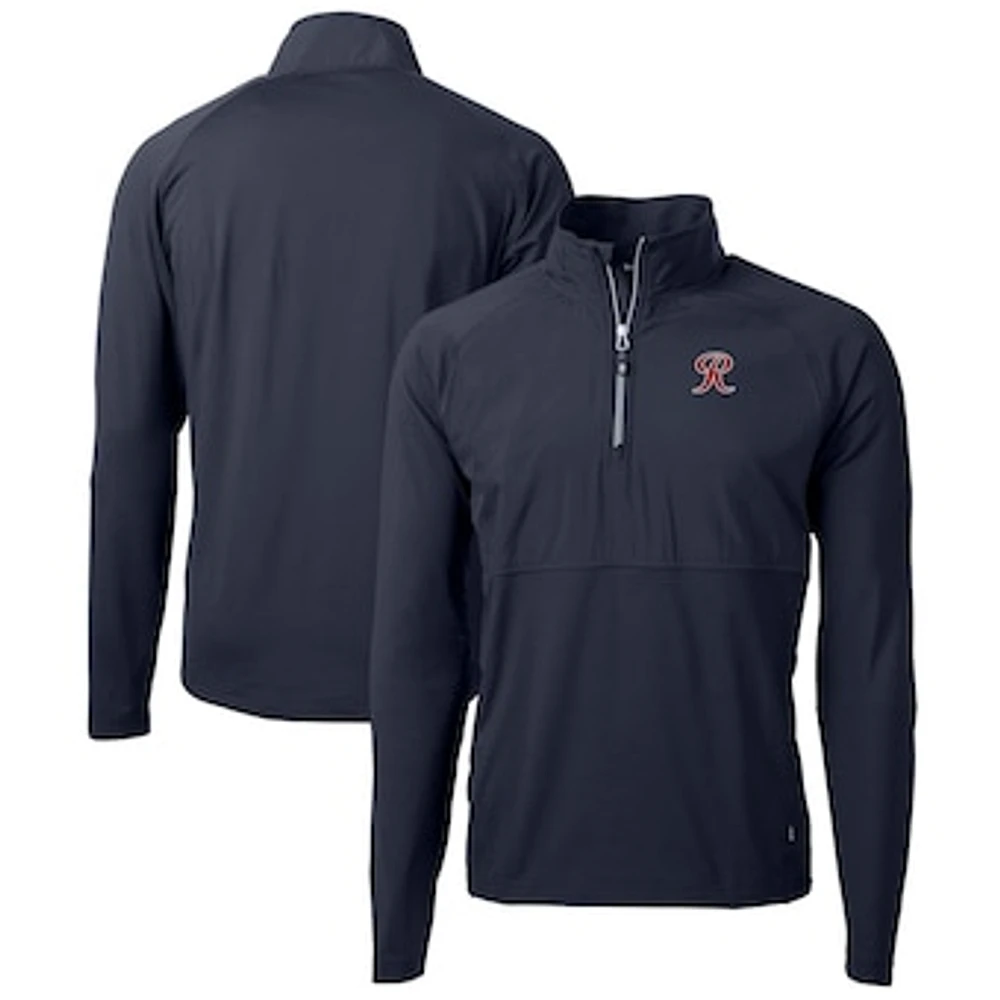Men's Cutter & Buck Navy Tacoma Rainiers Adapt Eco Knit Hybrid Recycled Quarter-Zip Top