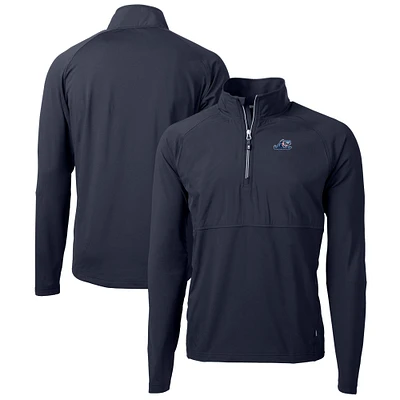 Men's Cutter & Buck Navy West Michigan Whitecaps Adapt Eco Knit Hybrid Recycled Quarter-Zip Top