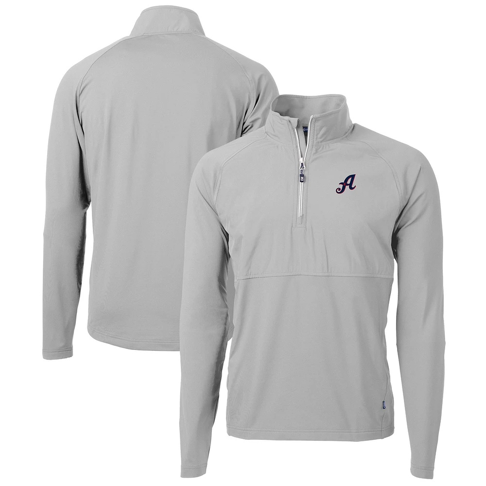 Men's Cutter & Buck Gray Reno Aces Adapt Eco Knit Hybrid Recycled Quarter-Zip Top