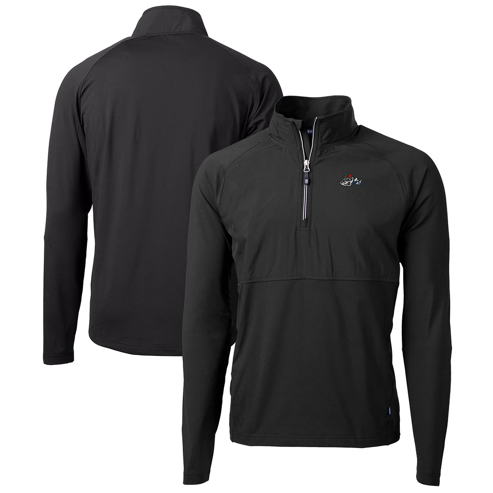 Men's Cutter & Buck Rocket City Trash Pandas Adapt Eco Knit Hybrid Recycled Quarter-Zip Top