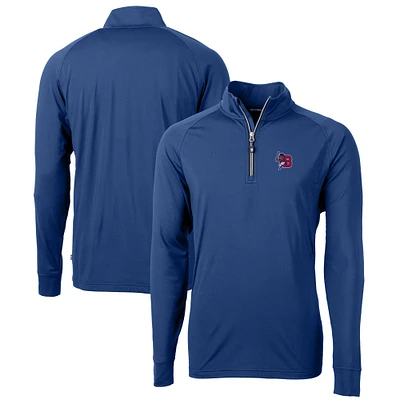 Men's Cutter & Buck Blue Buffalo Bisons Adapt Eco Knit Stretch Recycled Quarter-Zip Pullover