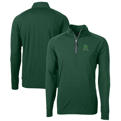 Men's Cutter & Buck Hunter Green Dayton Dragons Adapt Eco Knit Stretch Recycled Quarter-Zip Pullover