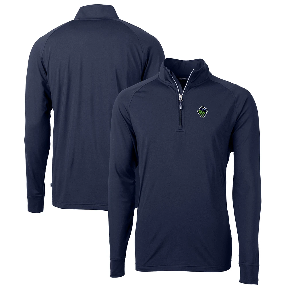 Men's Cutter & Buck Navy Hillsboro Hops Adapt Eco Knit Stretch Recycled Quarter-Zip Pullover