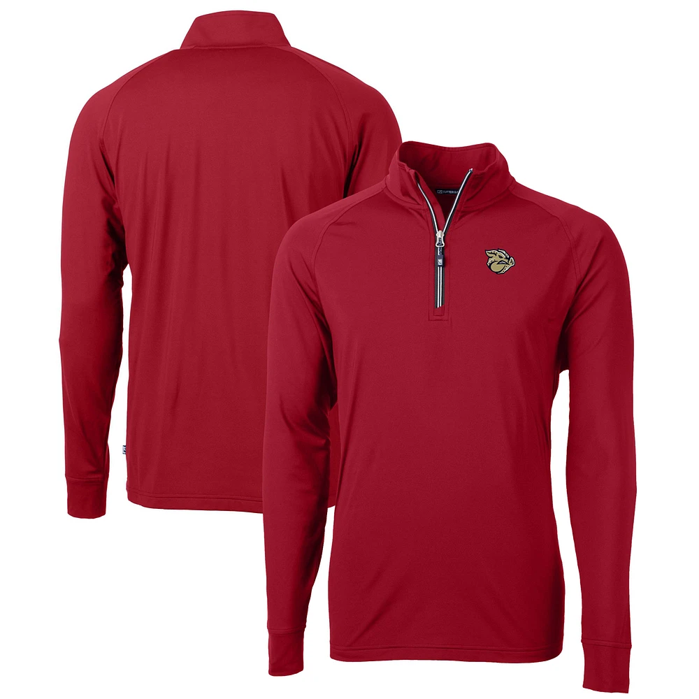 Men's Cutter & Buck Lehigh Valley IronPigs Adapt Eco Knit Stretch Recycled Quarter-Zip Pullover