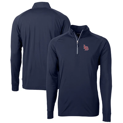 Men's Cutter & Buck Navy Louisville Bats Adapt Eco Knit Stretch Recycled Quarter-Zip Pullover