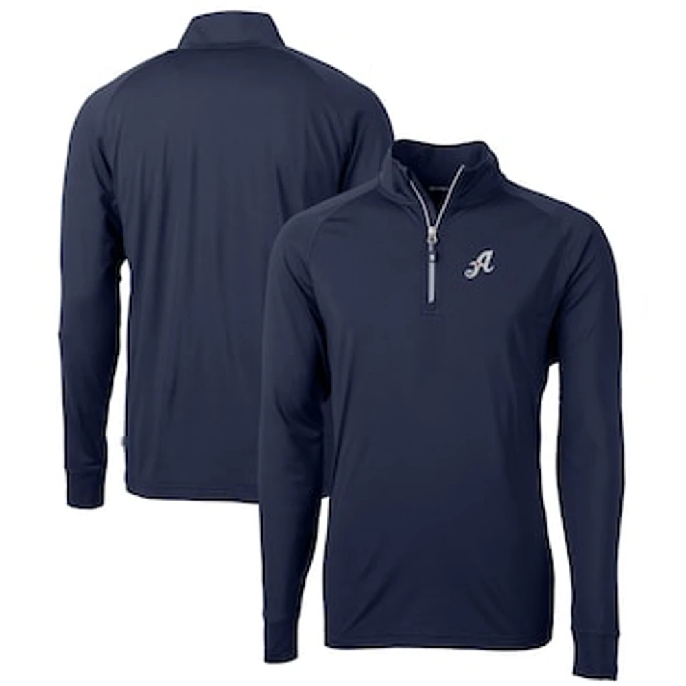 Men's Cutter & Buck Navy Reno Aces Adapt Eco Knit Stretch Recycled Quarter-Zip Pullover