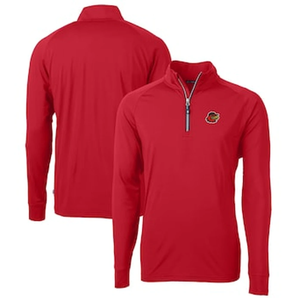 Men's Cutter & Buck Rochester Red Wings Adapt Eco Knit Stretch Recycled Quarter-Zip Pullover