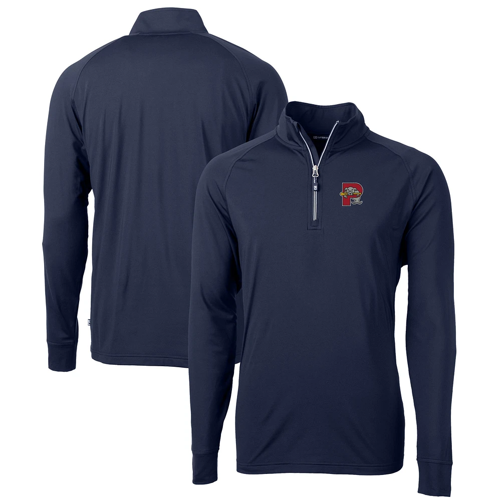 Men's Cutter & Buck Navy Portland Sea Dogs Adapt Eco Knit Stretch Recycled Quarter-Zip Pullover