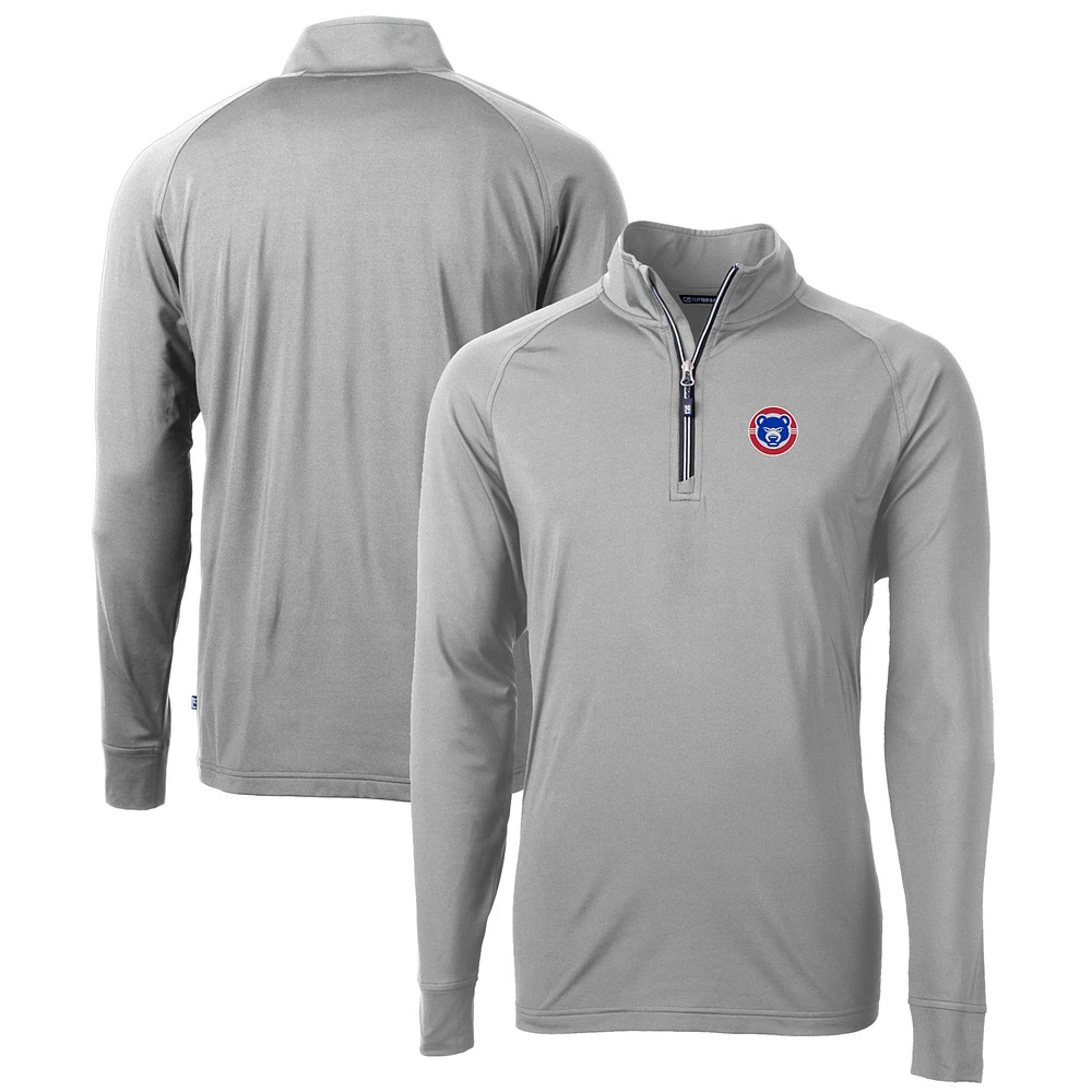 Men's Cutter & Buck Gray South Bend Cubs Adapt Eco Knit Stretch Recycled Quarter-Zip Pullover