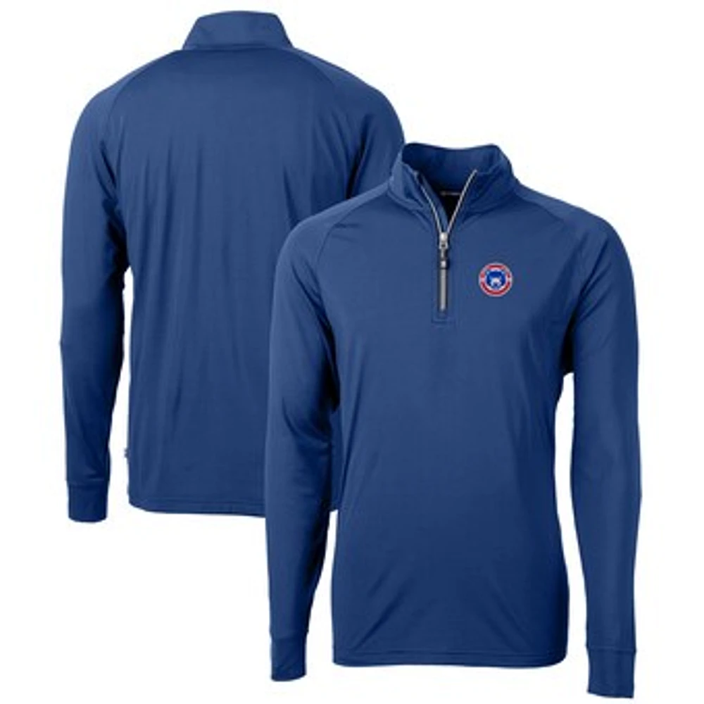 Men's Cutter & Buck Blue South Bend Cubs Adapt Eco Knit Stretch Recycled Quarter-Zip Pullover