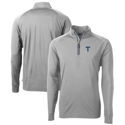 Men's Cutter & Buck Gray Tulsa Drillers Adapt Eco Knit Stretch Recycled Quarter-Zip Pullover