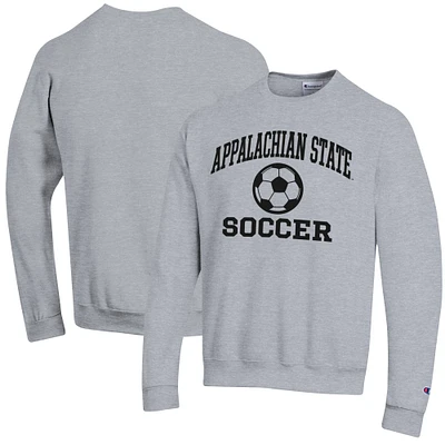 Men's Champion Heather Gray Appalachian State Mountaineers Soccer Icon Powerblend Pullover Sweatshirt