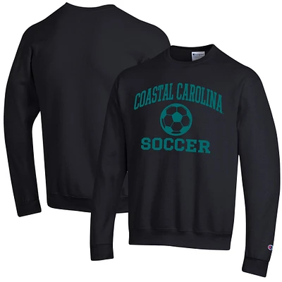 Men's Champion Black Coastal Carolina Chanticleers Soccer Icon Powerblend Pullover Sweatshirt