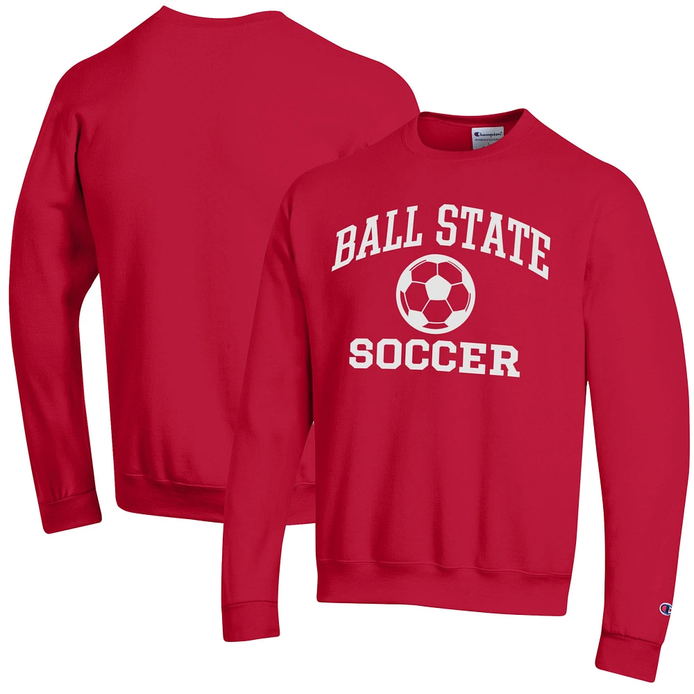 Men's Champion Cardinal Ball State Cardinals Soccer Icon Powerblend Pullover Sweatshirt