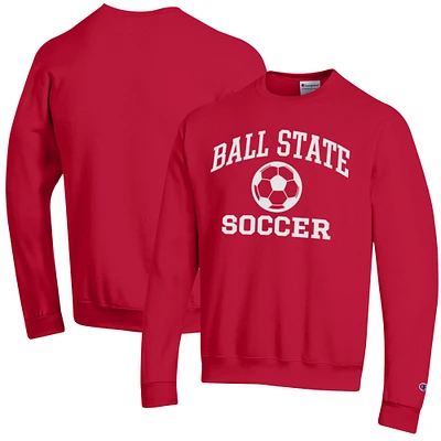 Men's Champion Cardinal Ball State Cardinals Soccer Icon Powerblend Pullover Sweatshirt