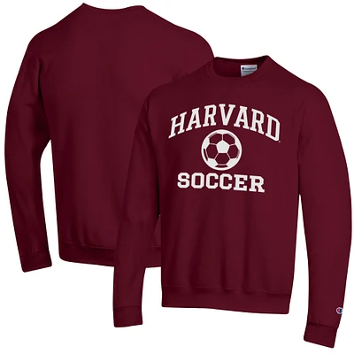 Men's Champion Crimson Harvard Soccer Icon Powerblend Pullover Sweatshirt